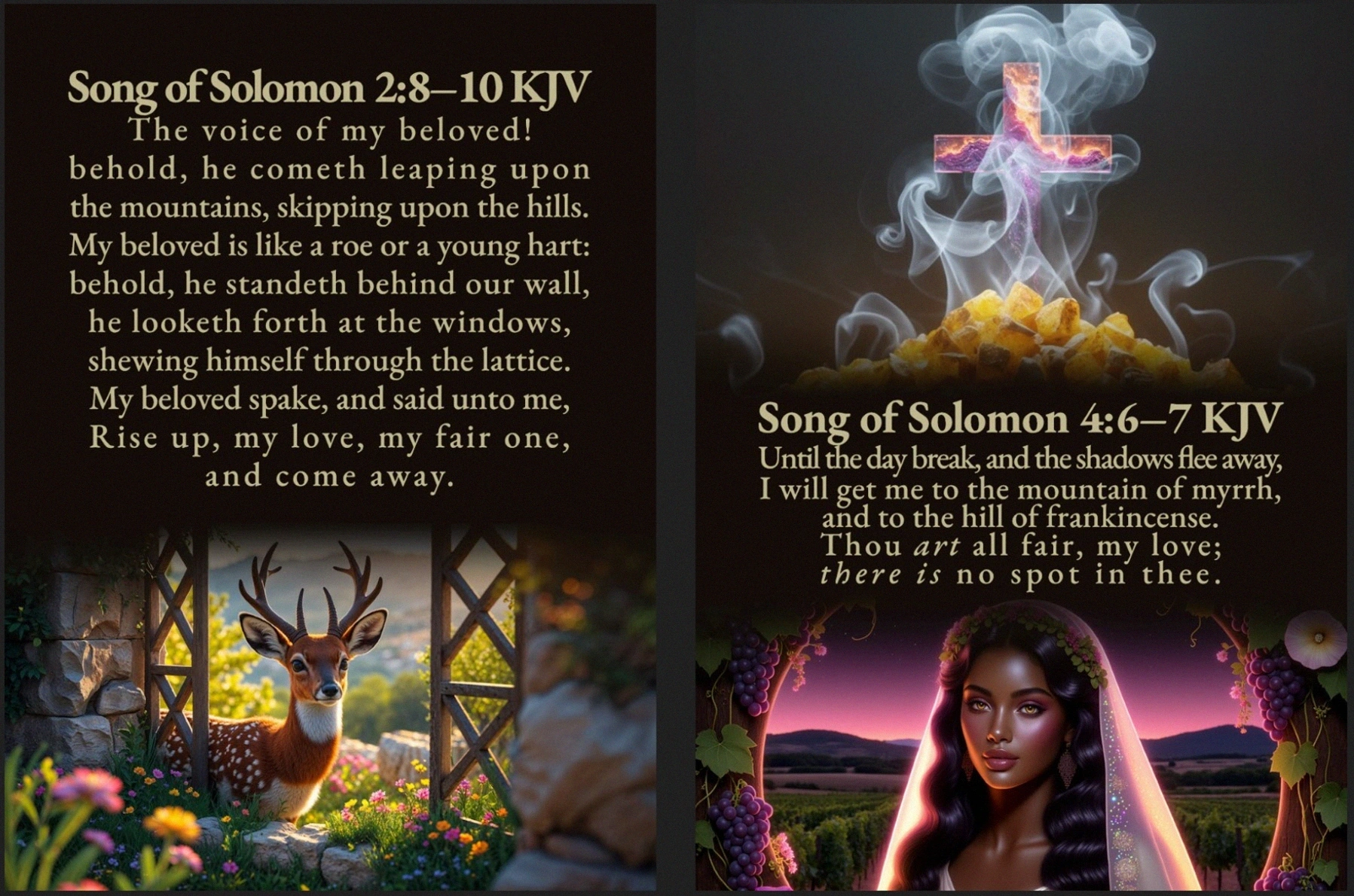 Song of Solomon 2:8-10 and 4:6-7 KJV Card