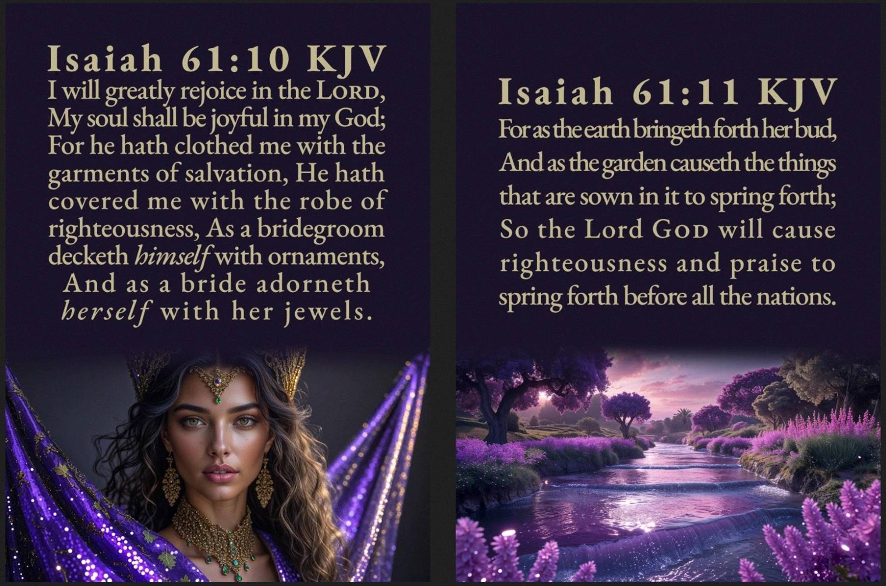 Isaiah 61:10-11 KJV Card design, a SynthSaint Premium exclusive.